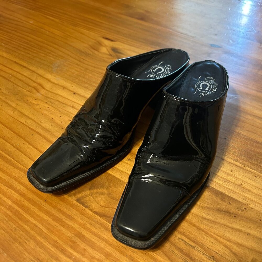 Charlie Horse Black Patent Leather Mule
